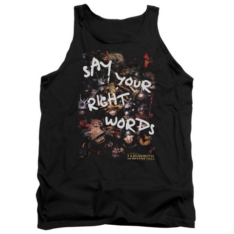Labyrinth-Right Words Adult Tank Top- Black - 2X