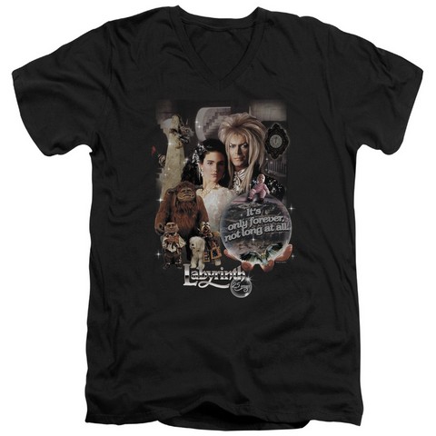 Labyrinth-25 Years Of Magic Short Sleeve Adult V-Neck 30-1 Tee- Black - Large
