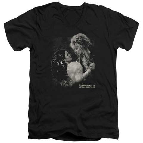 Labyrinth-Dream Dance Short Sleeve Adult V-Neck 30-1 Tee- Black - Medium