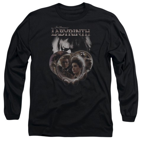 Labyrinth-Globes Long Sleeve Adult 18-1 Tee- Black - 2X