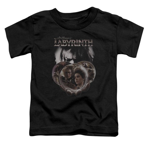 Labyrinth-Globes Short Sleeve Toddler Tee- Black - Medium 3T