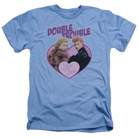 Lucy-Double Trouble Adult Heather Tee- Light Blue - 2X