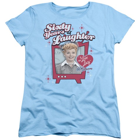 Lucy-60 Years Of Laughter Short Sleeve Womens Tee- Light Blue - Medium -  Trevco, LB194-WT-2