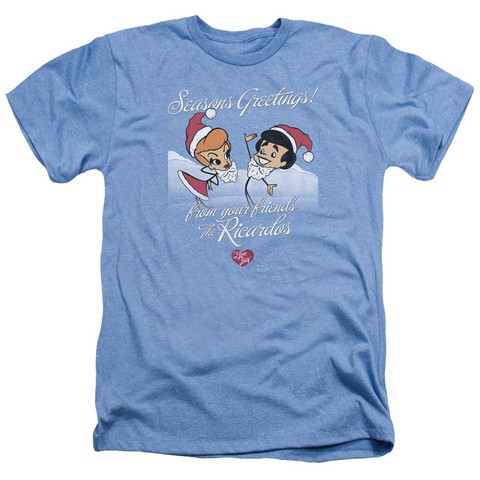 Lucy-Animated Christmas Adult Heather Tee- Light Blue - 2X