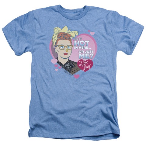 I Love Lucy-Hot Adult Heather Tee- Light Blue - 2X