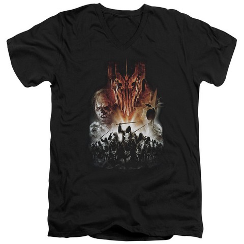 Lor-Evil Rising Short Sleeve Adult V-Neck 30-1 Tee- Black - Medium