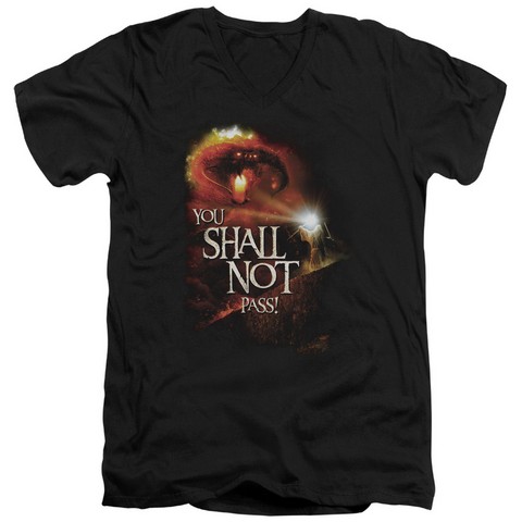 Lor-You Shall Not Pass Short Sleeve Adult V-Neck 30-1 Tee- Black - Medium