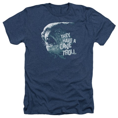 Lor-Cave Troll Adult Heather Tee- Navy - XL