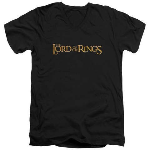 Lor-Lotr Logo Short Sleeve Adult V-Neck 30-1 Tee- Black - Large