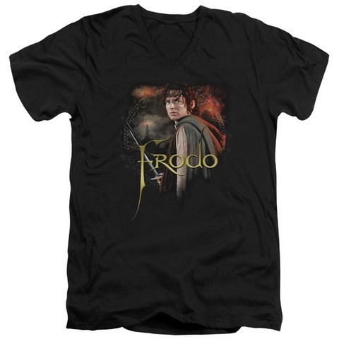 Lor-Frodo Short Sleeve Adult V-Neck 30-1 Tee- Black - Medium