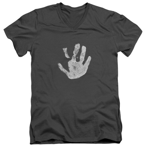 Lor-White Hand Short Sleeve Adult V-Neck 30-1 Tee, Charcoal - Medium