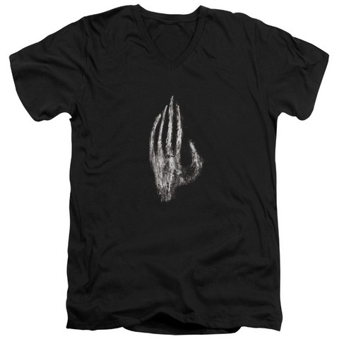 Lor-Hand Of Saruman Short Sleeve Adult V-Neck 30-1 Tee- Black - Large