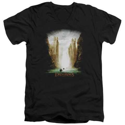 Lor-Kings Of Old Short Sleeve Adult V-Neck 30-1 Tee- Black - Large