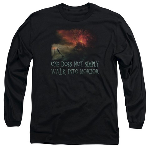 Lor-Walk In Mordor Long Sleeve Adult 18-1 Tee- Black - Small