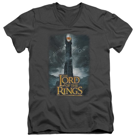 Lor-Always Watching Short Sleeve Adult V-Neck 30-1 Tee- Charcoal - Small