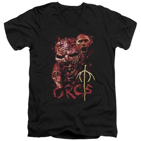 Lor-Orcs Short Sleeve Adult V-Neck 30-1 Tee- Black - Large