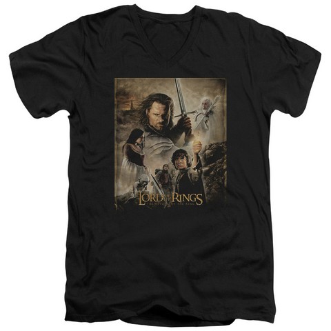 Lor-Rotk Poster Short Sleeve Adult V-Neck 30-1 Tee- Black - Large