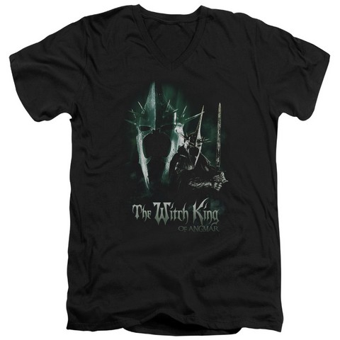 Lor-Witch King Short Sleeve Adult V-Neck 30-1 Tee- Black - Small