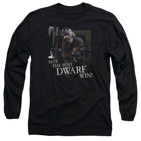 Lor-The Best Dwarf Long Sleeve Adult 18-1 Tee- Black - Large