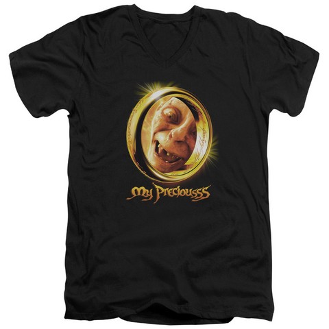 Lor-My Precious Short Sleeve Adult V-Neck 30-1 Tee- Black - Medium