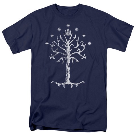 Lor-Tree Of Gondor Short Sleeve Adult 18-1 Tee- Navy - Medium