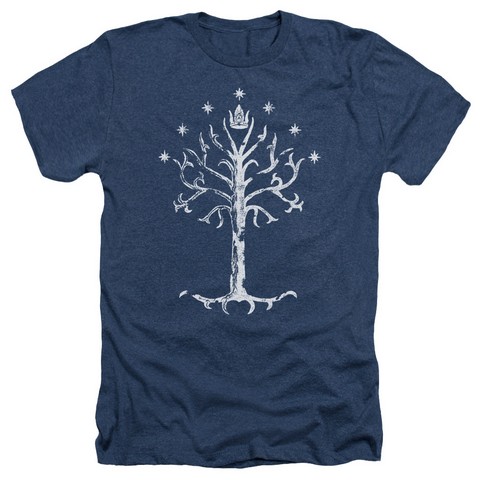 Lor-Tree Of Gondor Adult Heather Tee- Navy - Large