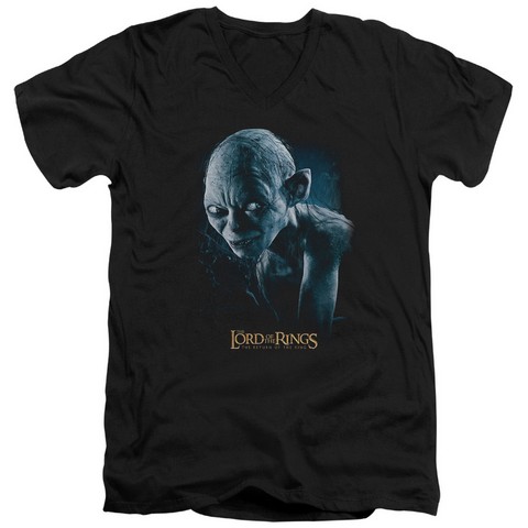 Lor-Sneaking Short Sleeve Adult V-Neck 30-1 Tee- Black - Medium