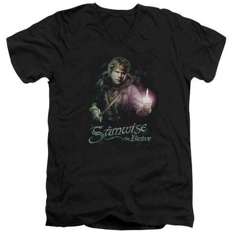 Lor-Samwise The Brave Short Sleeve Adult V-Neck 30-1 Tee- Black - Medium