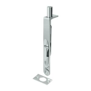6 in. Heavy Duty Flush Bolt Round, Bright Chrome - Solid Brass