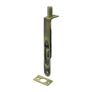 Picture of Deltana 6FBR5 6 in. Heavy Duty Flush Bolt Round- Antique Brass - Solid Brass