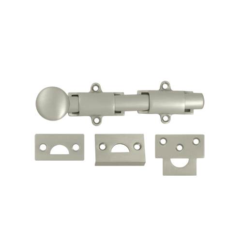 6SB15 6 in. Heavy Duty Surface Bolt- Satin Nickel - Solid