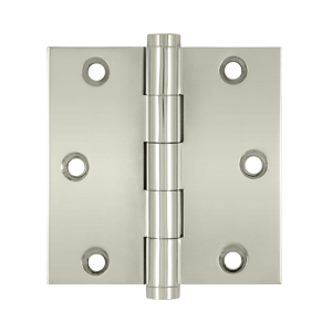 3.5 x 3.5 in. Square Hinge- Bright Nickel - Solid Brass - Pack of 2