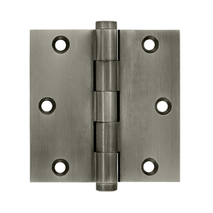 3.5 x 3.5 in. Square Hinge, Antique Nickel - Solid Brass - Pack of 2