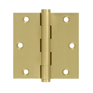 DSB354 3.5 x 3.5 in. Square Hinge, Satin Brass - Solid Brass - Pack of 2
