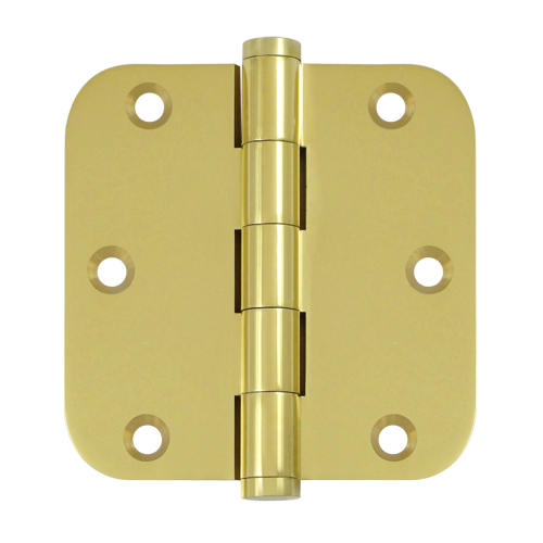 DSB35R53-R 3.5 x 3.5 x 0.62 in. Radius Residential Hinge, Bright Brass - Solid Brass - Pack of 2