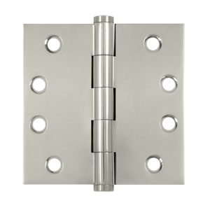 DSB414 4 x 4 in. Square Hinges, Bright Nickel - Solid Brass - Pack of 2