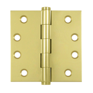4 x 4 in. Square Hinges- Bright Brass - Solid Brass - Pack of 2