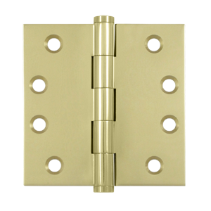 DSB43-UNL 4 x 4 in. Square Hinges- Unlacquered Bright Brass - Solid Brass - Pack of 2