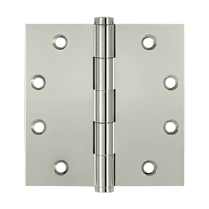 DSB4514 4.5 x 4.5 in. Square Hinges, Bright Nickel - Solid Brass - Pack of 2