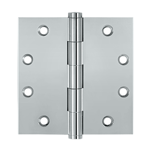 DSB4526 4.5 x 4.5 in. Square Hinges, Bright Chrome - Solid Brass - Pack of 2