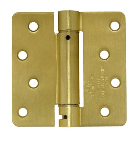 4 x 4 x 0.25 in. Spring Hinge- Bright Brass by Satin Brass - Steel