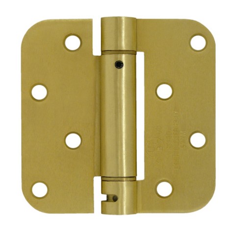 4 x 4 x 0.62 in. Spring Hinge Benchmark, Satin Brass - Steel