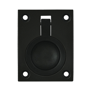 2.5 x 1.87 in. Flush Ring Pull, Black - Solid