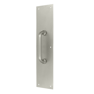 PPH55U15 3.5 x 15 in. Push Plate with 5.5 in. Handle- Satin Nickel - Solid