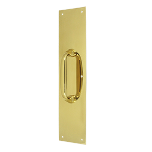 Push Plate With Handle 3-1/2" X 15 " - Handle 5 1/2" Bright Brass