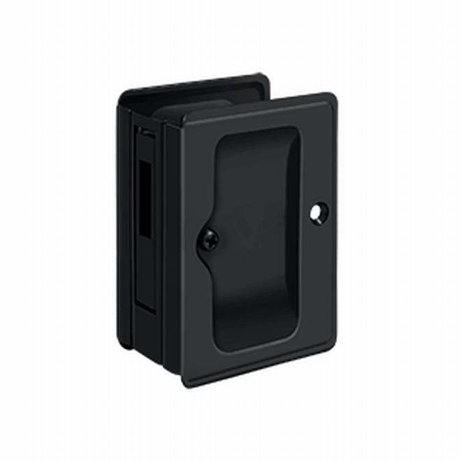 3.25 x 2.25 in. Heavy Duty Adjustable Sliding Door Receiver Pocket Lock, Black - Solid Brass