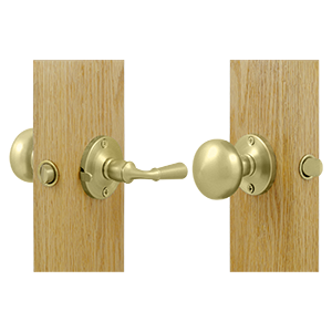 Storm Door Latch with Round Tubular Lock, Unlacquered Bright