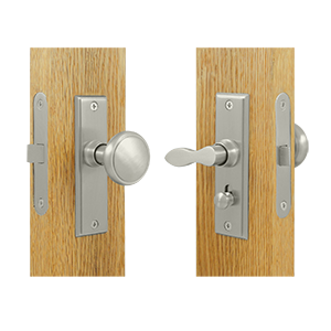 Square Storm Door Latch with Mortise Lock, Satin Nickel - Solid -  DenDesigns, DE2667247