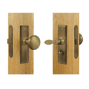 Square Storm Door Latch with Mortise Lock, Antique
