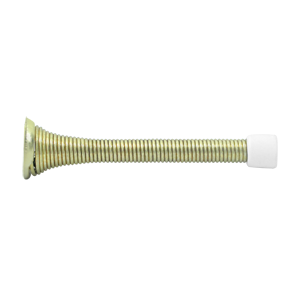 Baseboard Door Bumper, Heavy Duty, Steel Bright Brass 3-3/4"